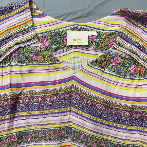Maeve Tops - Anthropologie‎ Maeve Floral Stripe Ceresco Top Small V-Neck Womens Boho Peasant